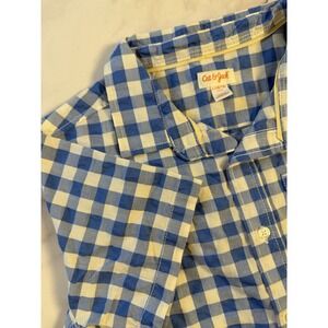 Cat‎ And Jack Plaid Button Up Short Sleeved Shirt Size L (10-12)